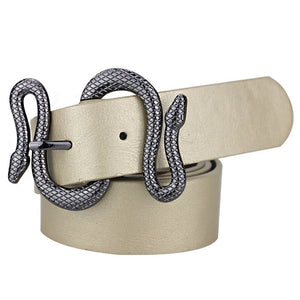 Women's PU Leather Pin Buckle Snake Pattern Elegant Trendy Belt