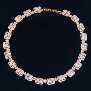 Women's Copper Cubic Zircon Link Chain Round Classic Necklace