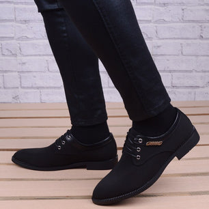 Men's Pointed Toe Lace Up Closure Solid Pattern Formal Shoes