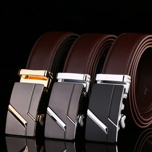 Men's Cowskin Automatic Metal Buckle Luxury Solid Strap Belt