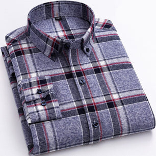 Men's Turndown Collar Single Breasted Plaid Pattern Casual Shirts