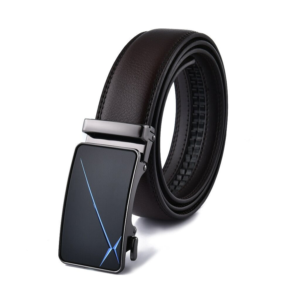 Men's Cowskin Automatic Metal Buckle Luxury Solid Pattern Belt