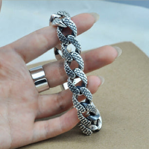 Men's 100% 925 Sterling Silver Vintage Dragon Ethnic Bracelet