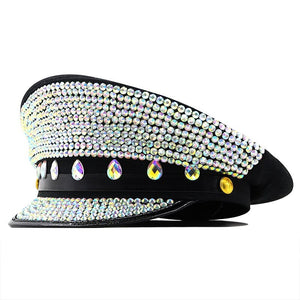 Women's Acrylic Sequin Pattern Halloween Luxury Military Hat