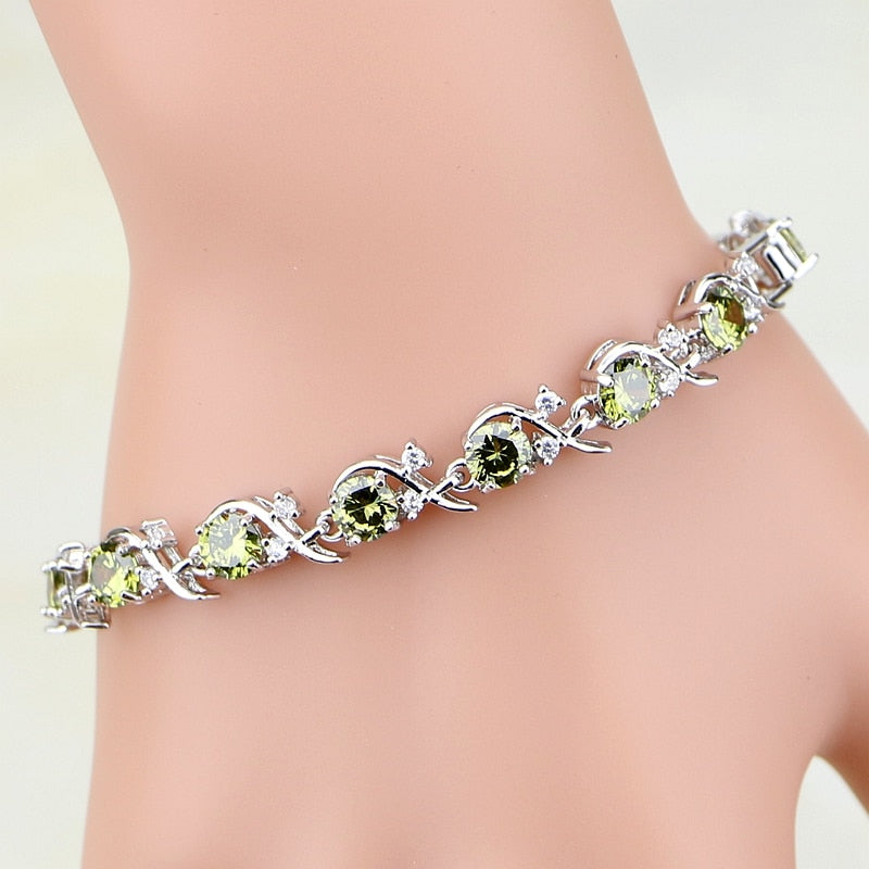 Women's 100% 925 Round Pattern Cubic Zirconia Streamline Bracelet