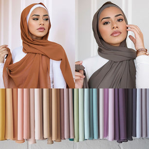 Women's Arabian Chiffon Headwear Plain Pattern Luxury Scarves