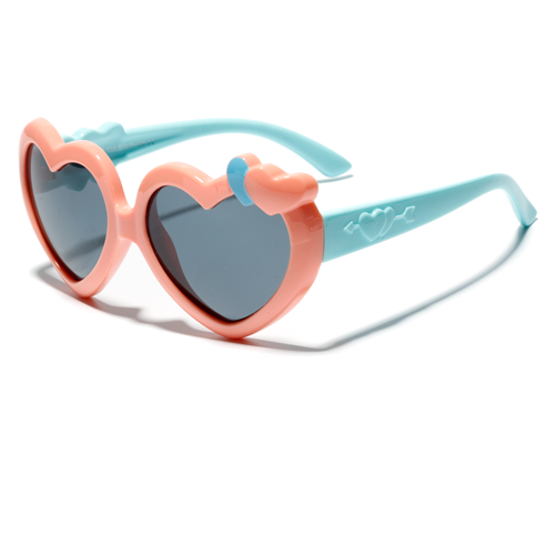 Kid's Acetate Frame Anti Shades Flexible Heart Shaped Sunglasses