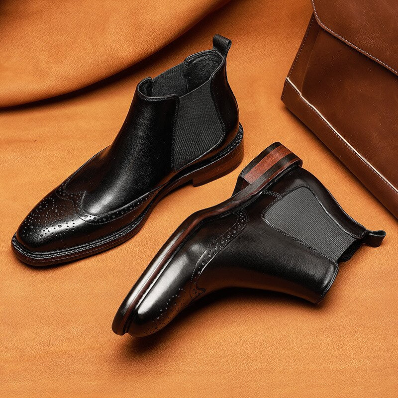 Men's Genuine Leather Pointed Toe Slip-On Closure Casual Shoes