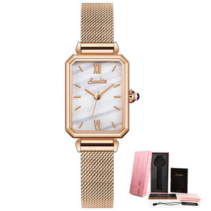 Women's Stainless Steel Hook Buckle Clasp Waterproof Wrist Watch