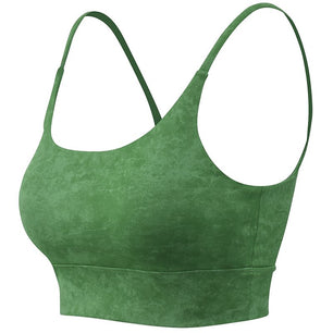 Women's Polyester Sleeveless Sling Plain Pattern Sports Bra