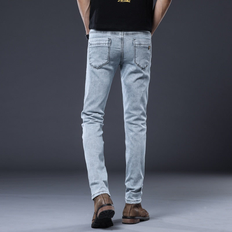 Men's Mid Waist Thin Breathable Casual Wear Denim Jeans Pants