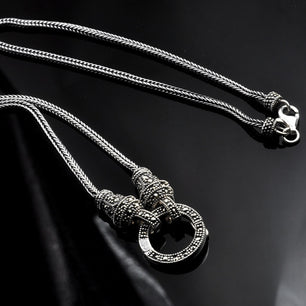 Men's 100% 925 Sterling Silver Link Chain Geometric Necklace