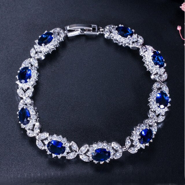 Women's Copper Cubic Zirconia Link Chain Plant Pattern Bracelet