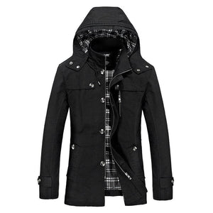 Men's Polyester Full Sleeve Zipper Closure Hooded Slim Jacket
