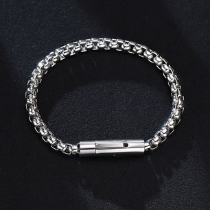 Men's Stainless Steel Hidden-Safety Clasp Bezel Setting Bracelets