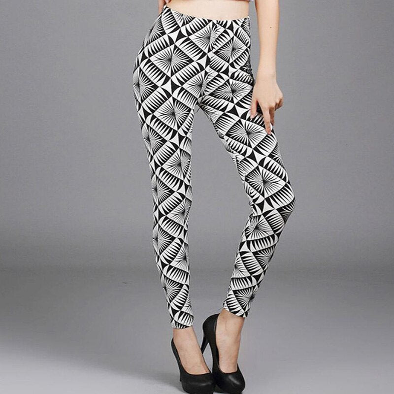 Women's Polyester High Waist Pattern Quick Dry Printed Leggings