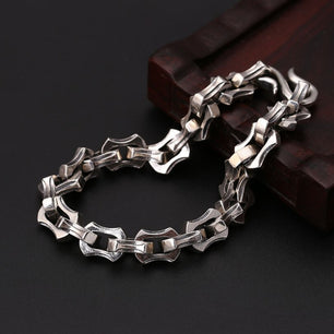 Men's 100% 925 Sterling Silver Ethnic Geometric Pattern Bracelet