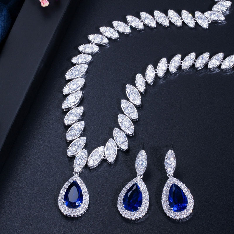 Women's Copper Cubic Zirconia Water Drop Wedding Jewelry Set