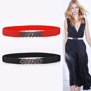 Women's Spandex Elastic Waist Buckle Closure Cummerbund Belts