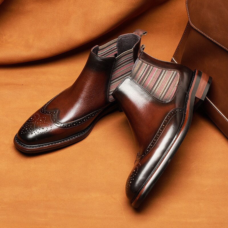 Men's Genuine Leather Pointed Toe Slip-On Closure Casual Shoes