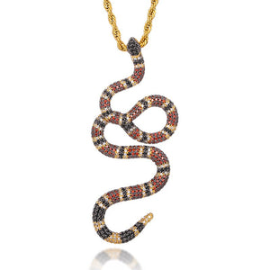 Men's Cubic Zirconia Copper Hip-Hop Trendy Snake Shape Necklaces