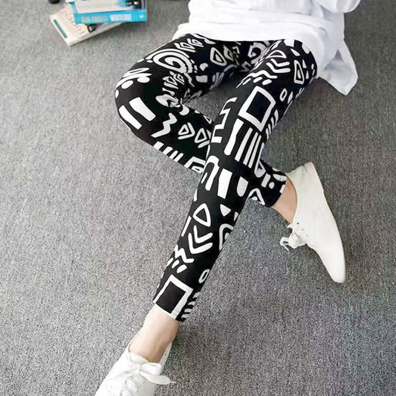 Women's Polyester High Waist Pattern Quick Dry Printed Leggings