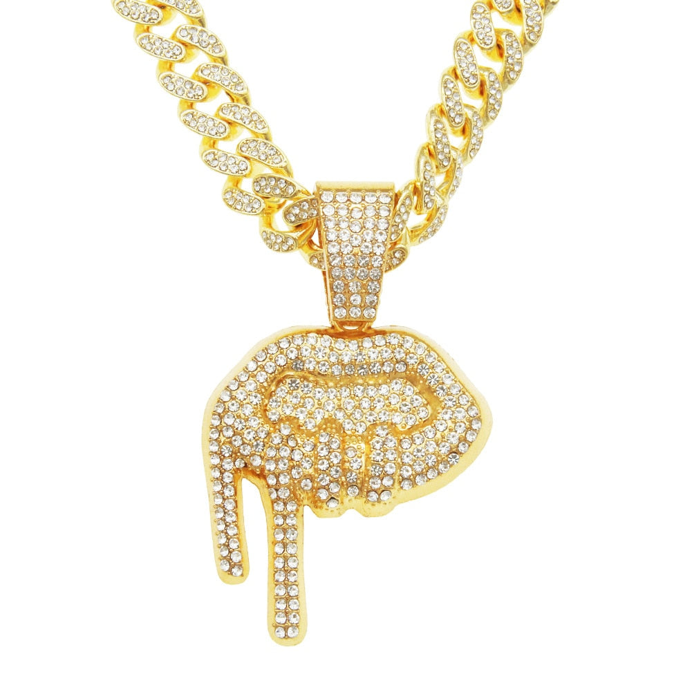 Men's Zinc Alloy Link Chain Hip-Hop Rhinestone Geometric Necklace