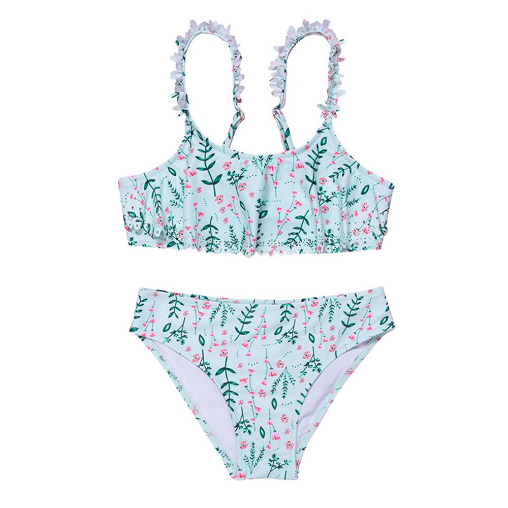 Kid's Girl Polyester Printed Summer Bathing Swimwear Bikini Set