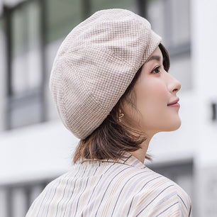 Women's Cotton Octagonal Vintage Casual Plaid Elegant Winter Caps