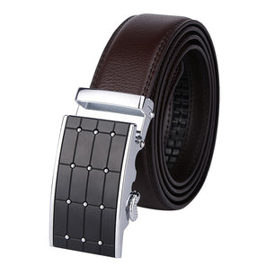 Men's Genuine Leather Solid Pattern Square Buckle Closure Belts