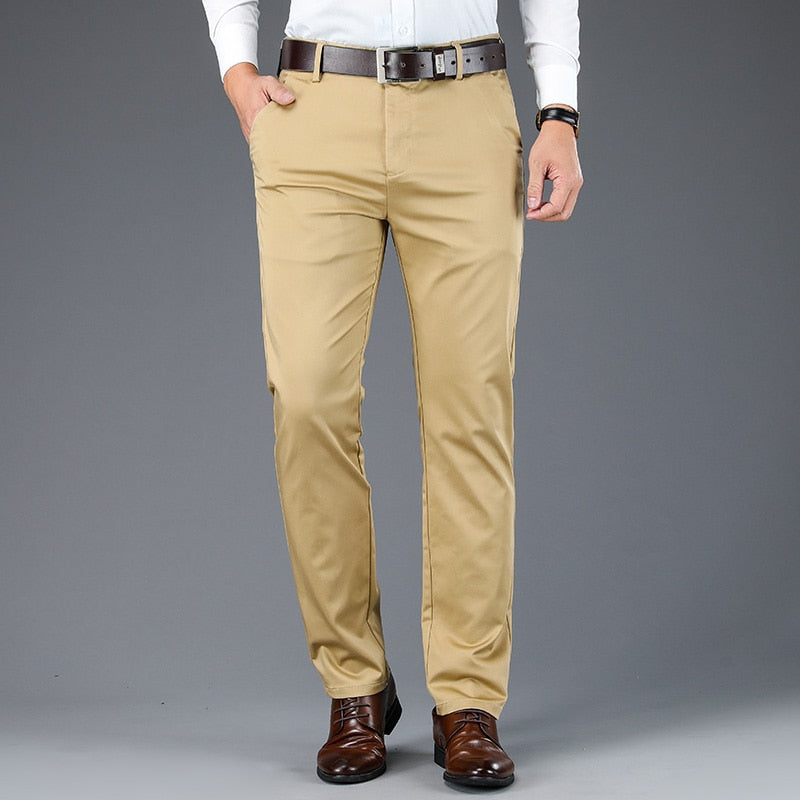 Men's Polyester Zipper Fly Closure Full Length Casual Pants