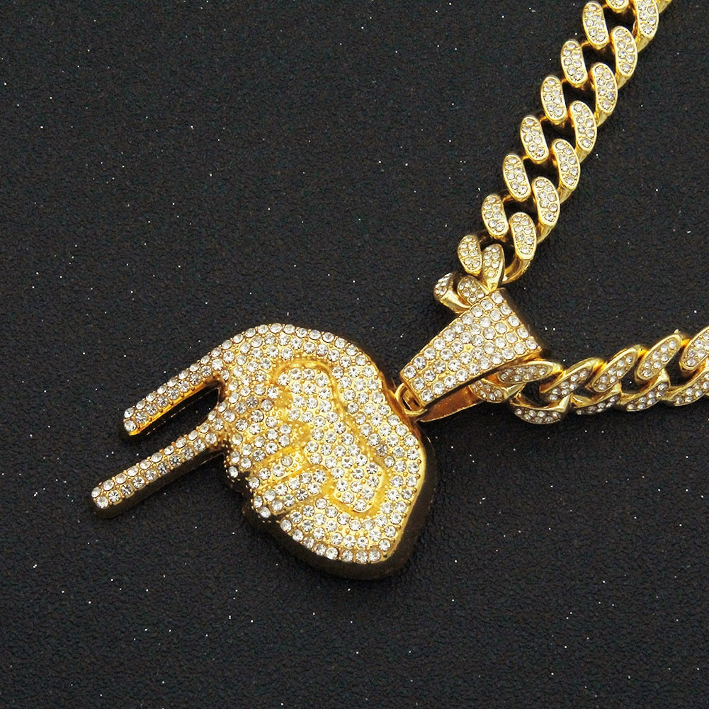 Men's Zinc Alloy Link Chain Hip-Hop Rhinestone Geometric Necklace