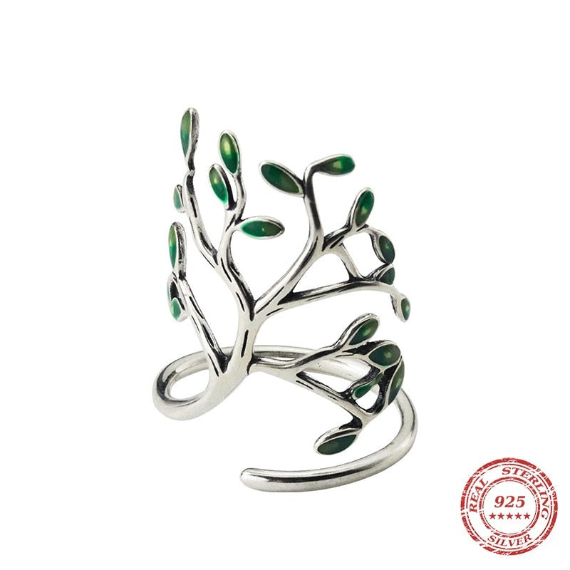 Women's 100% 925 Sterling Silver Plant Pattern Hyperbole Ring