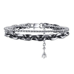 Men's Stainless Steel Link Chain Lobster Clasp Elegant Bracelet