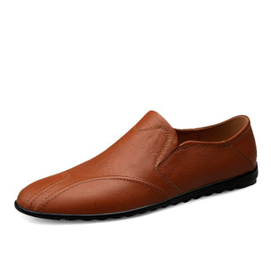 Men's PU Round Toe Outdoor Walking Slip-On Casual Wear Shoes