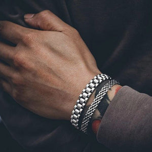 Men's Stainless Steel Round Pattern Easy Hook Clasp Bracelet