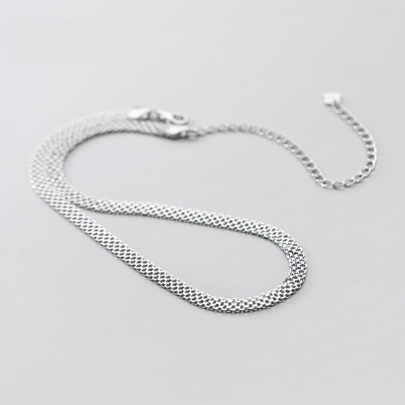 Women's 925 Sterling Silver Link Chain Geometric Trendy Necklace