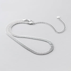 Women's 925 Sterling Silver Link Chain Geometric Trendy Necklace