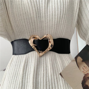 Women's PU Heart Buckle Waistbands Vintage Solid Pattern Belt