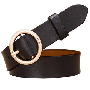 Women's Cowskin Genuine Leather Solid Pattern Pin Buckle Belts