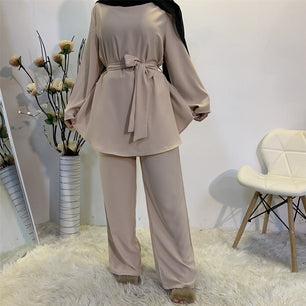Women's Arabian Polyester Full Sleeve Two-Piece Clothes Set