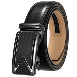 Men's Cowskin Leather Automatic Alloy Buckle Trendy Solid Pattern Belts