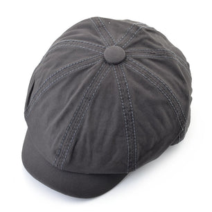 Men's Faux Leather Sun Protection Casual Wear Retro Solid Cap