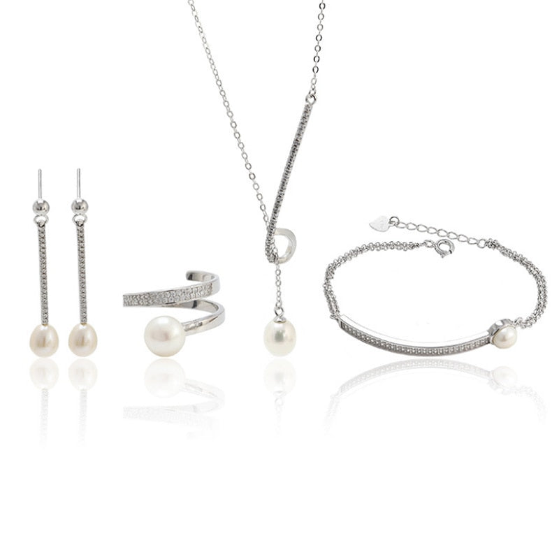 Women's 100% 925 Sterling Silver Freshwater Pearl Jewelry Sets