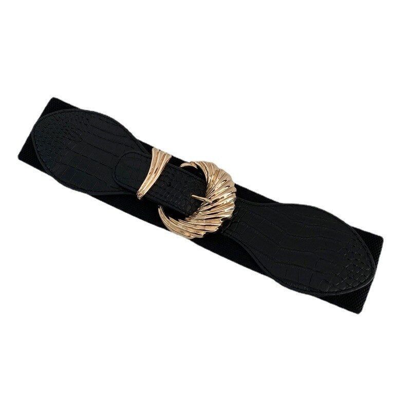 Women's PU Buckle Closure Luxury Waistband Trendy Wide Belts