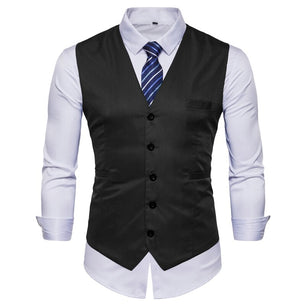 Men's Polyester Casual Sleeveless Solid Pattern Wedding Vest