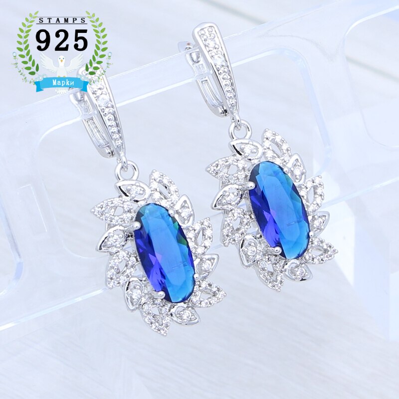 Women's 100% 925 Sterling Silver Cubic Zirconia Drop Earrings