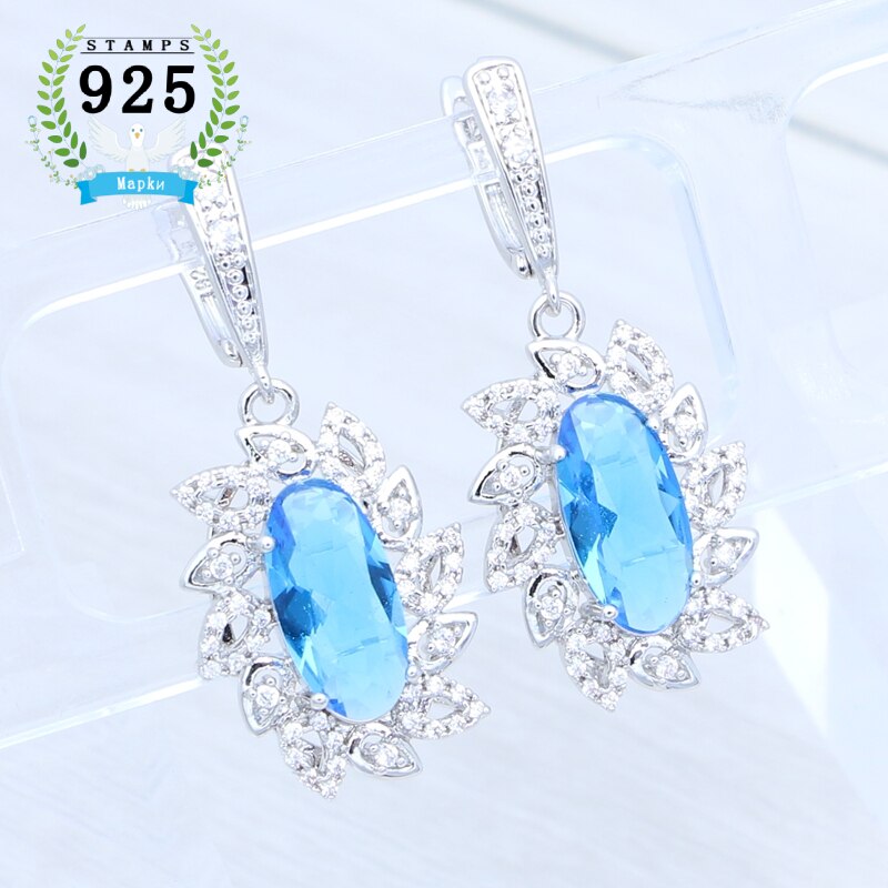 Women's 100% 925 Sterling Silver Cubic Zirconia Drop Earrings