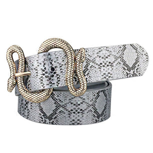 Women's PU Leather Pin Buckle Snake Pattern Elegant Trendy Belt