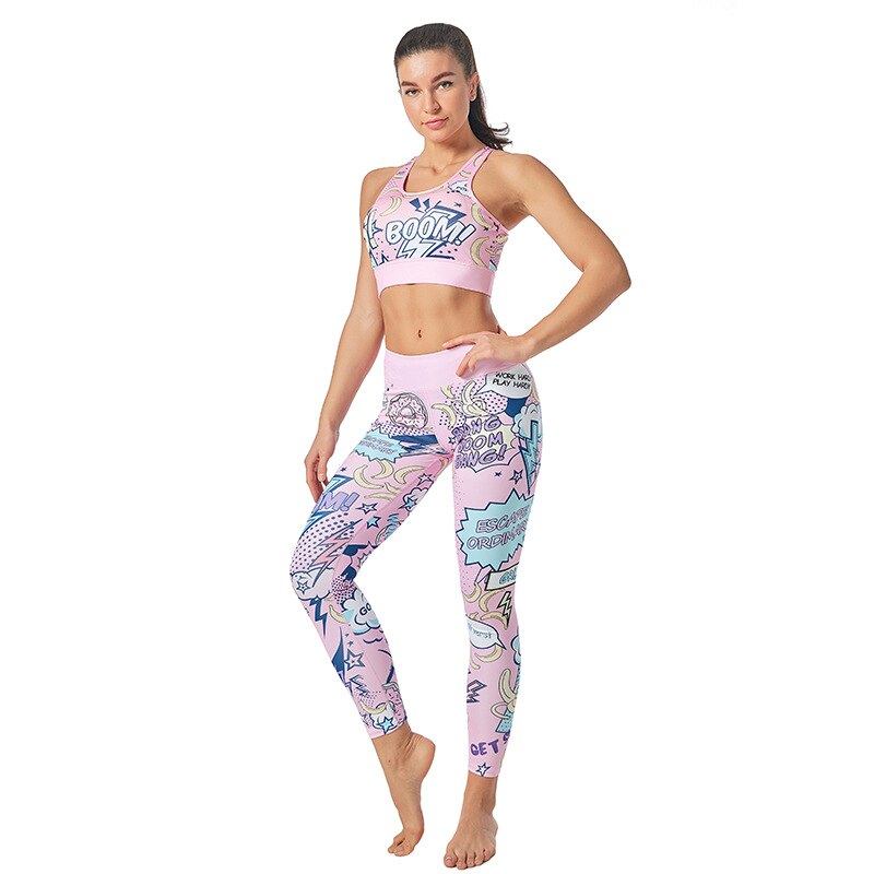 Women's Polyester Sleeveless Breathable Letter Pattern Yoga Suit